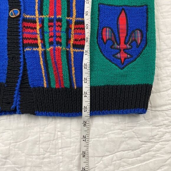 Vintage Design Options Knitwear Colorful Patterned Cardigan Size Large - Picture 8 of 8